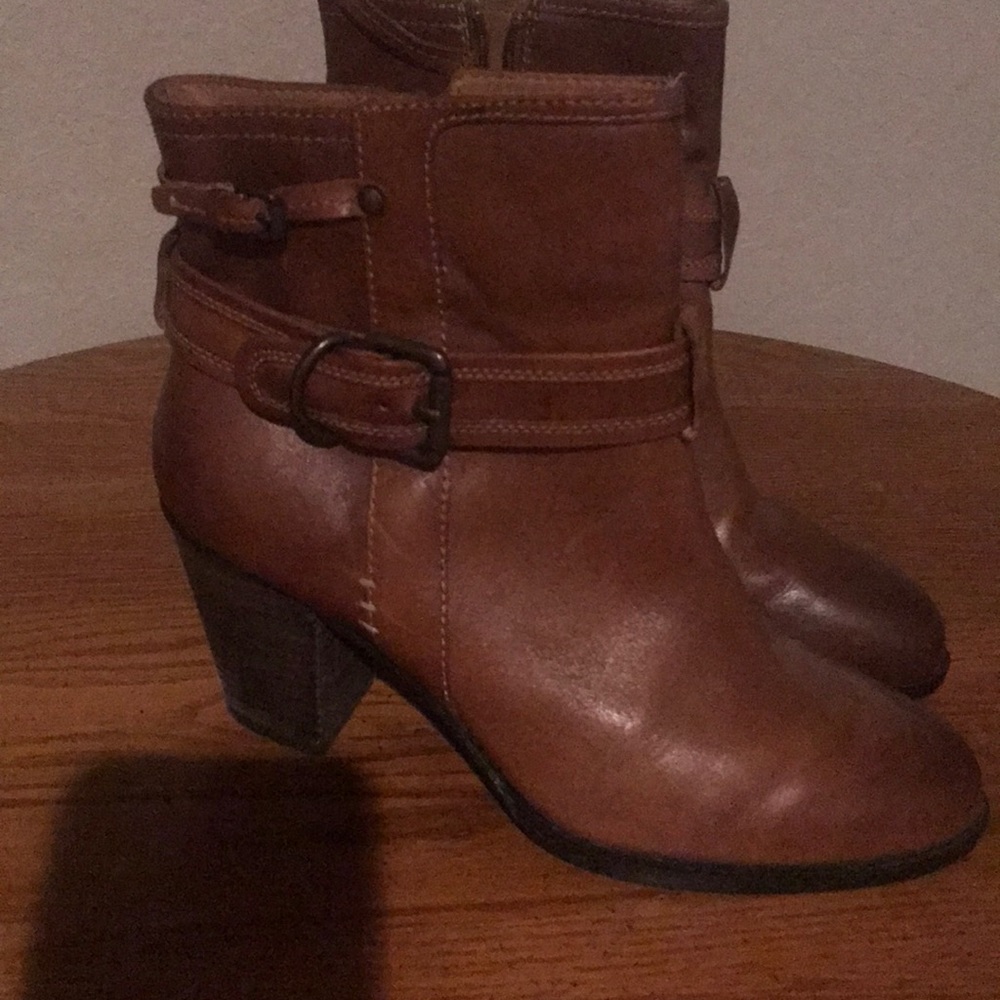 Tan leather booties